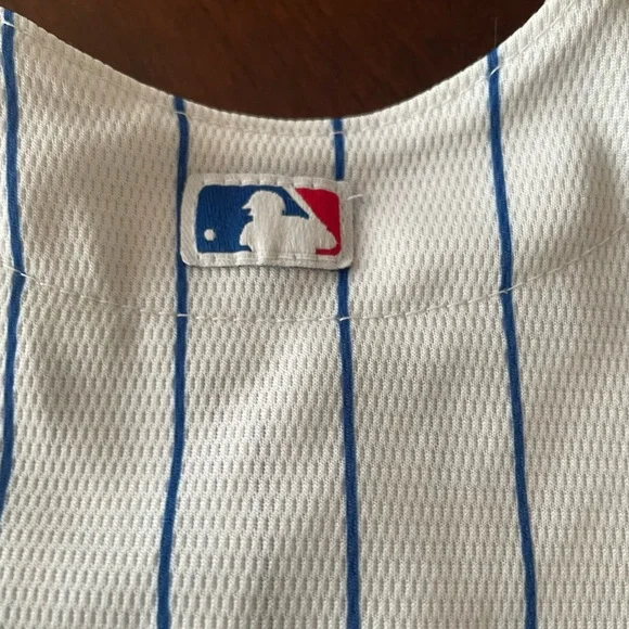 Majestic Cubs Kids White and Blue Pinstripe Jersey, Sz 18 Mos - Picture 5 of 6